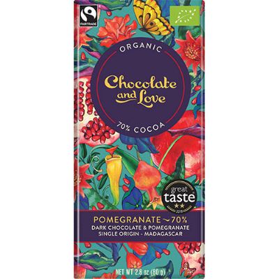 Chokolade Pomegranate 70% økologisk 80 g