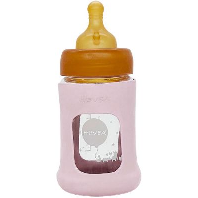 Hevea Baby Glas sutteflaske Wide Neck 150ml Powder Pink 1 stk