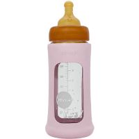 Hevea Baby Glas sutteflaske Wide Neck 250ml Pow- der Pink 1 stk