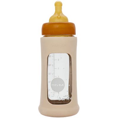 Hevea Baby Glas sutteflaske Wide Neck 250ml Sand 1 stk