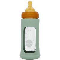 Hevea Baby Glas sutteflaske Wide Neck 250ml Sea- foam blue 1 stk