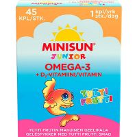 Minisun Omega-3 D-vit Junior tutti frutti 45 kap