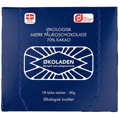 Mørk pålægschokolade 70% 18 stk økologisk 80 g