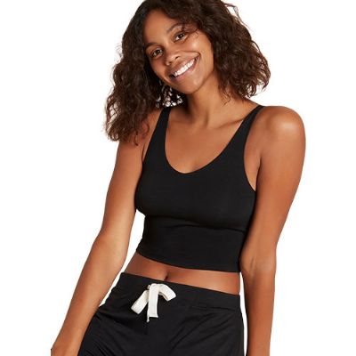 Shelf Bra Crop Top sort str. L 1 stk